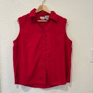 90s Vintage Red Sleeveless Button-Down Top – 2X - Summer Picnic Vibes